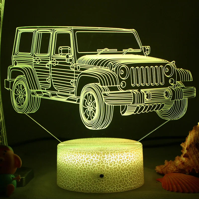Lumi3D - LED Nattlampa med 3D Illusion för Barnrummet, USB Uppladdningsbar