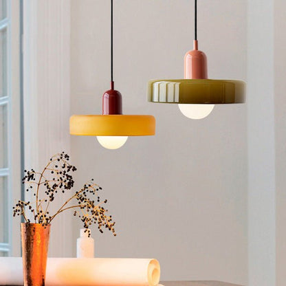Lunari Halo | Pendellampa i färgat glas i Bauhaus-stil