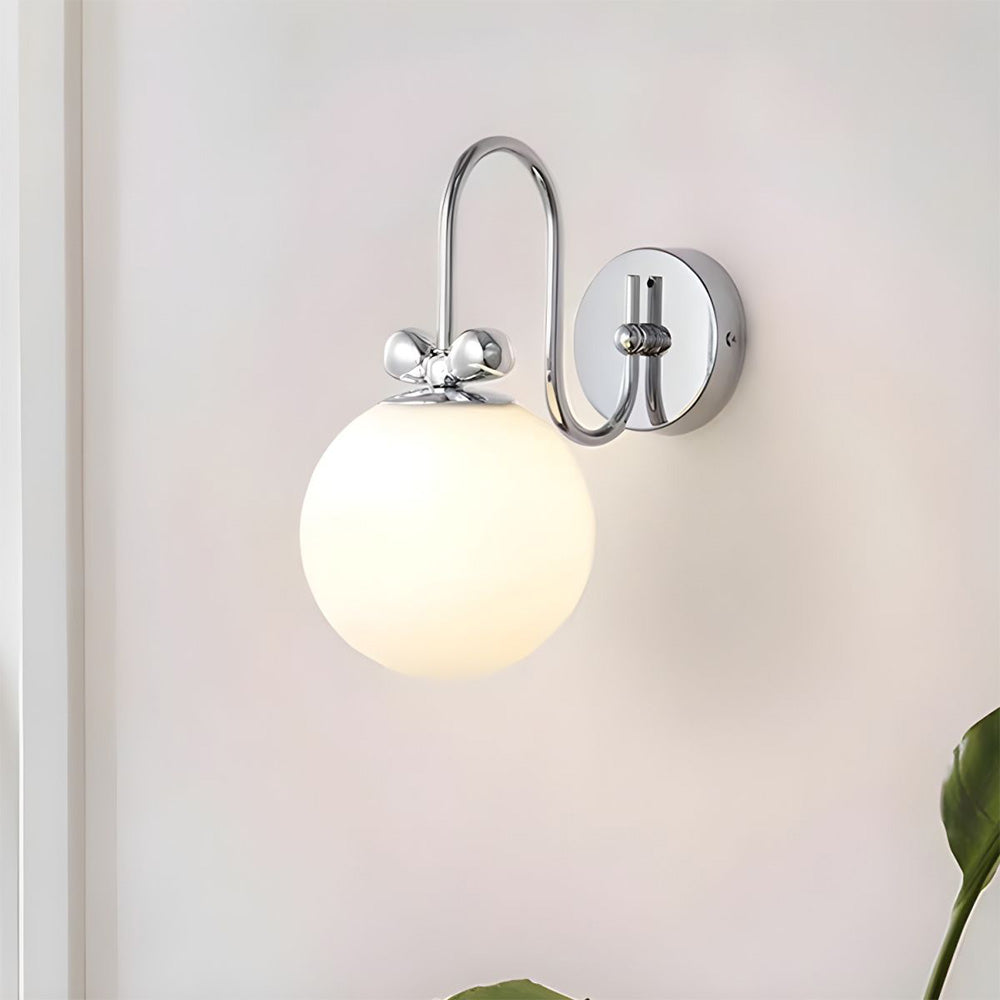 Fransk Kräm Vit Glas Vägglampa