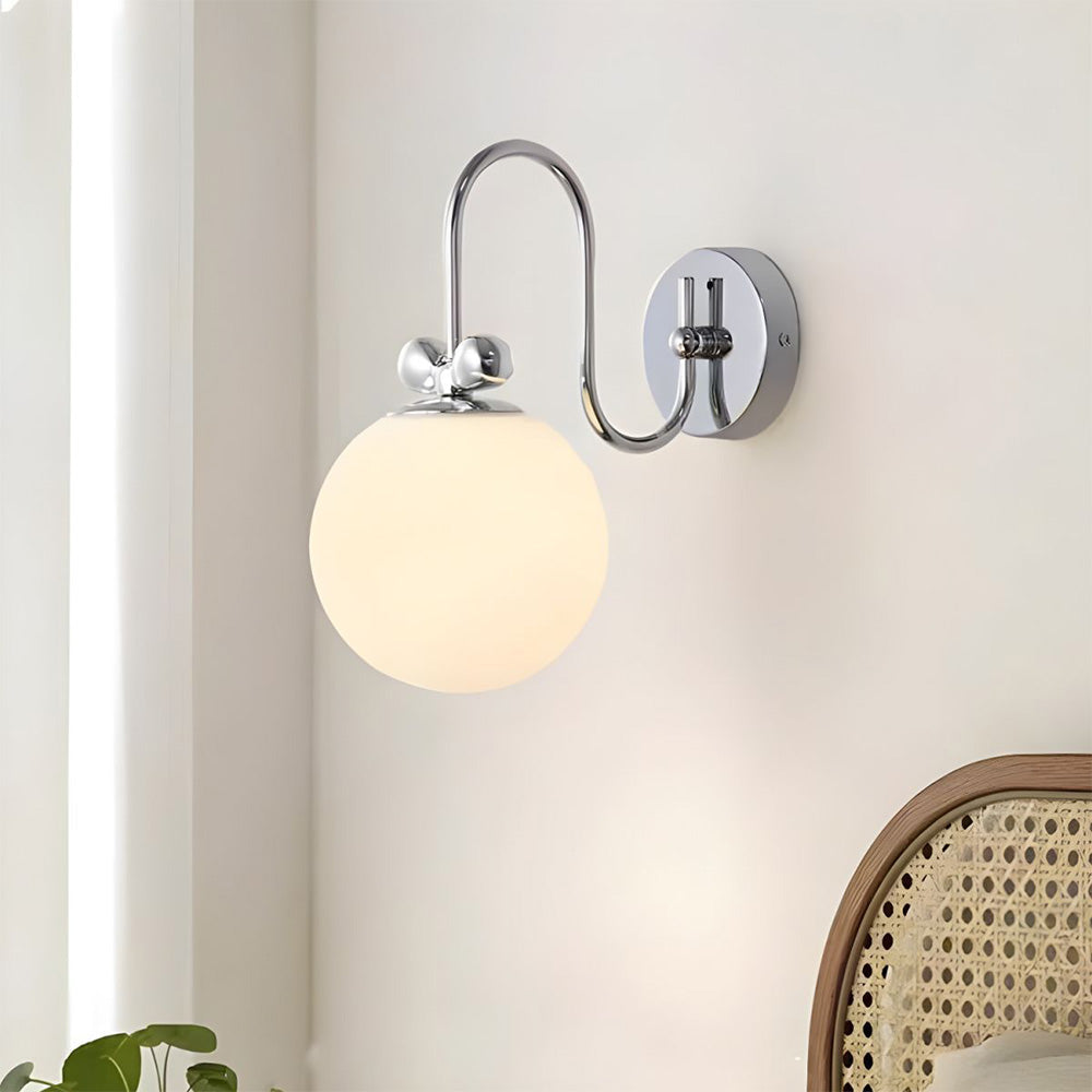 Fransk Kräm Vit Glas Vägglampa