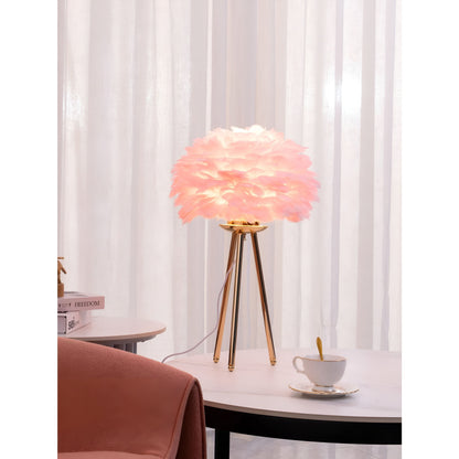 Feather Glow - Elegant gåsfjäder-bordslampa