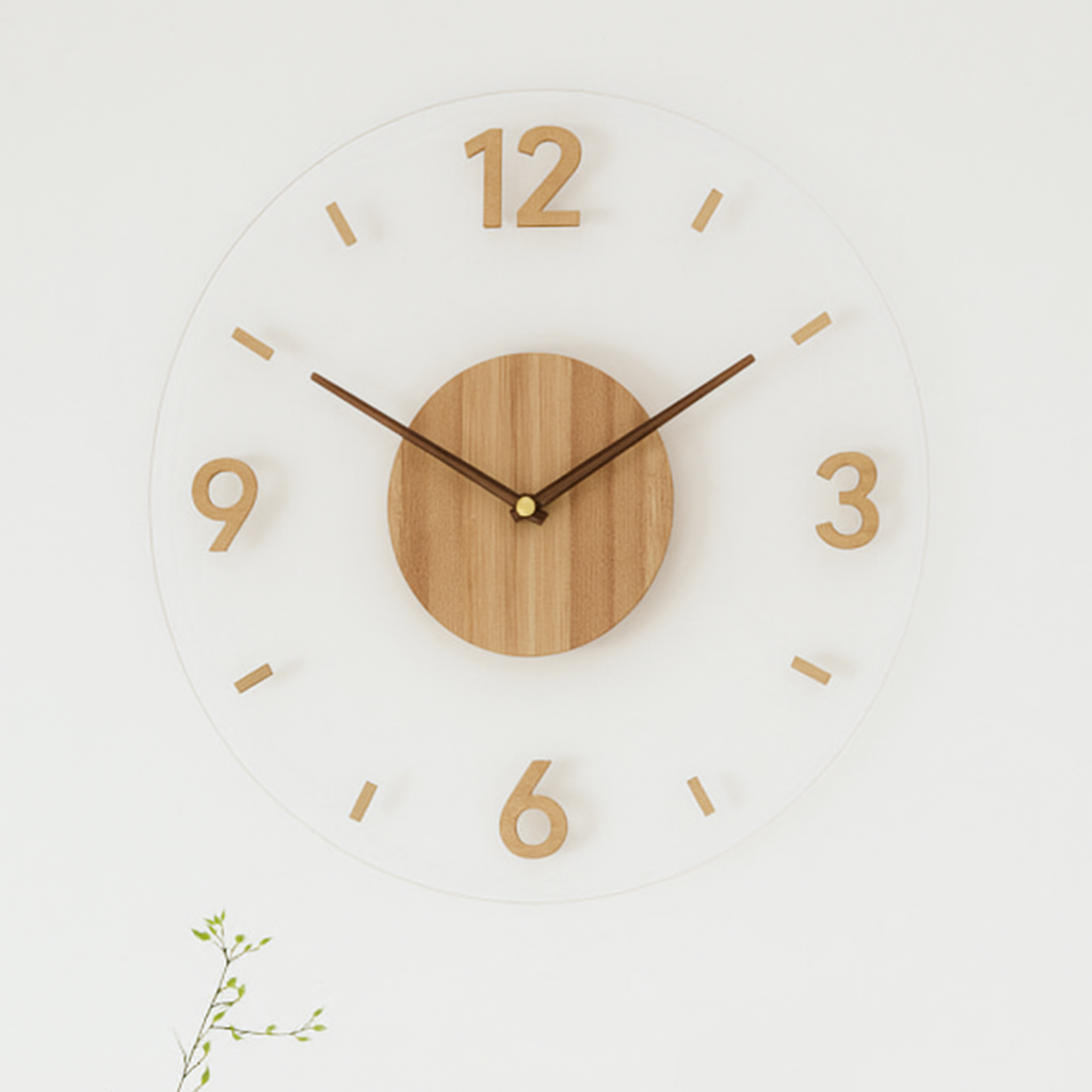 Lyvik Hush | Ljudlös väggklocka i trä i minimalistisk stil