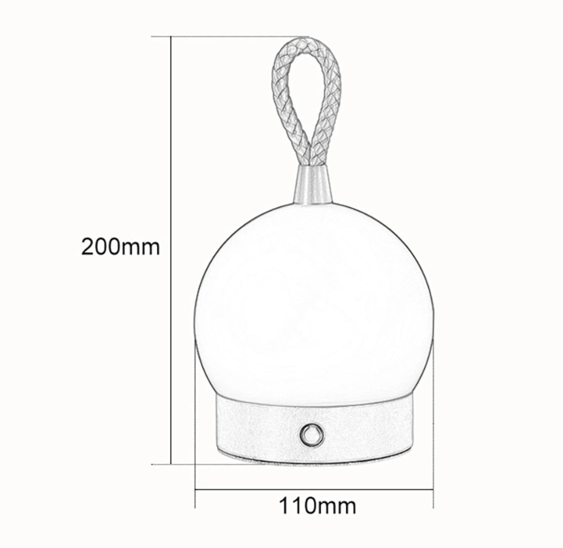 Vattentät, trådlös LED-bordslampa – Bärbar orb-design med snabbladdningsfunktion, för inomhus- och utomhusområden