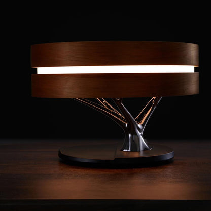 Livets Cirkel Lampa - Rund Trä Bordslampa