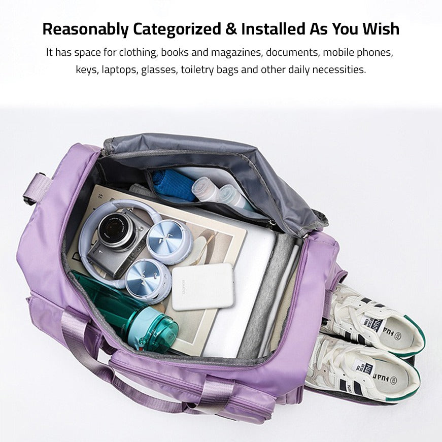 Carvallo Resväska med flera fack | Vattentålig & Lätt | Sport-, Fitness- & Weekendväska för damer & herrar