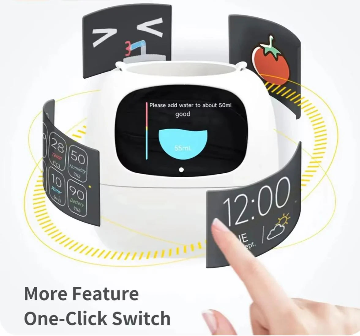 Rayvia Smart Blomkruka med AI-sensorer – Interaktiv Krukväxt för Enkel Växtskötsel