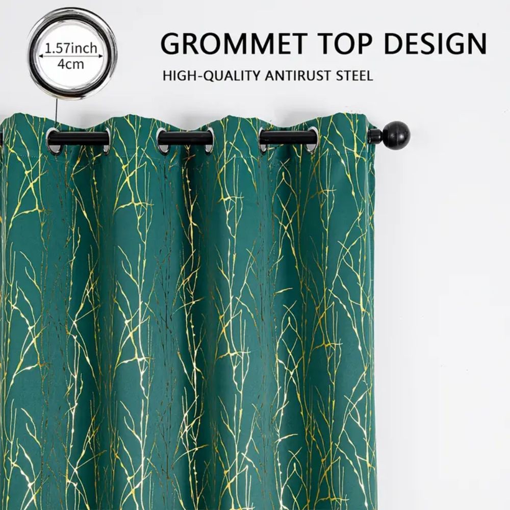 Viskande Skog Åder Svart Gardin