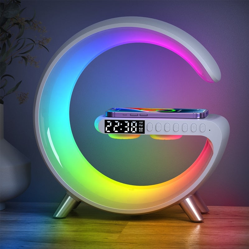 Trådlös Laddning Lampa LED Klocka Högtalare