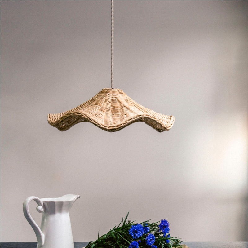 Boho Wicker Rattan Lampa i Lantstil