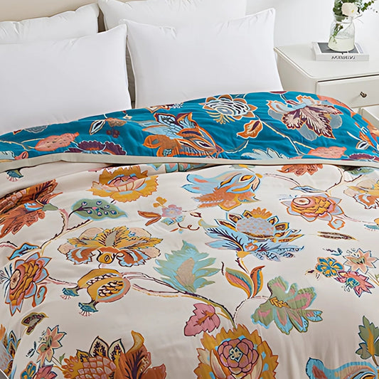 Wildbloom Vändbar Flora Bomull Filt