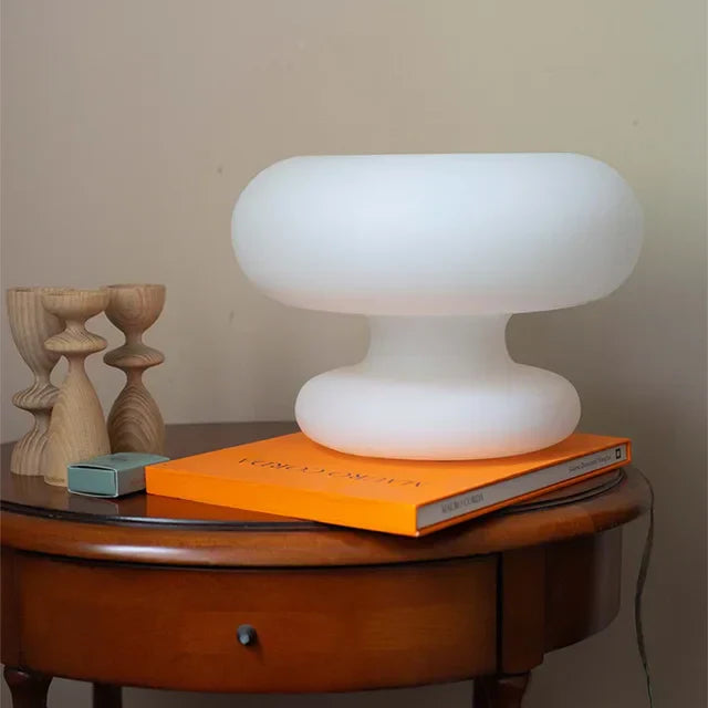 GlassGlow – Modern Rund Glasklamp i Vitt