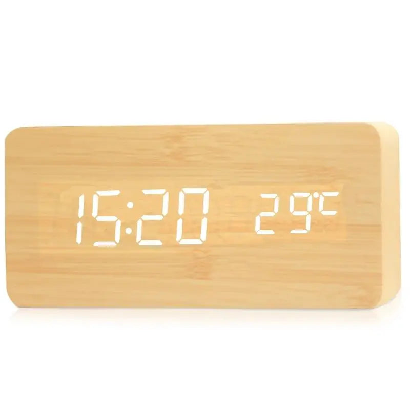 Trä Digital Väckarklocka | LED Display | Temperaturfunktion | 5.5x3x2 Storlek | Elegant &amp; Stilig | Brick by Brick