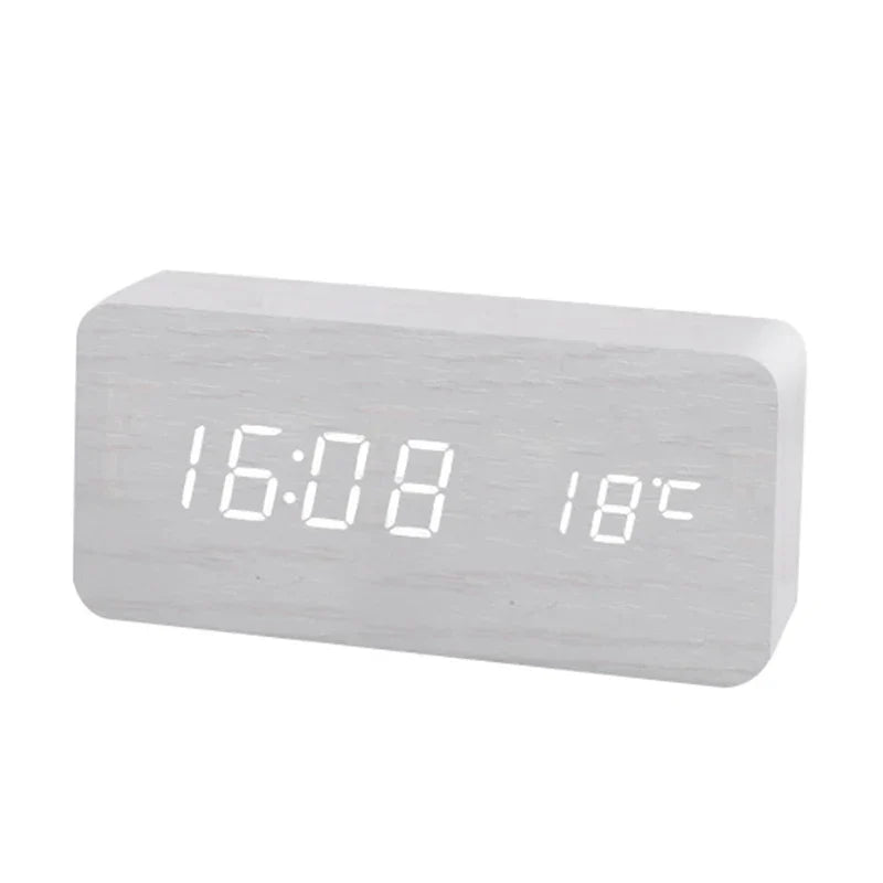 Trä Digital Väckarklocka | LED Display | Temperaturfunktion | 5.5x3x2 Storlek | Elegant &amp; Stilig | Brick by Brick