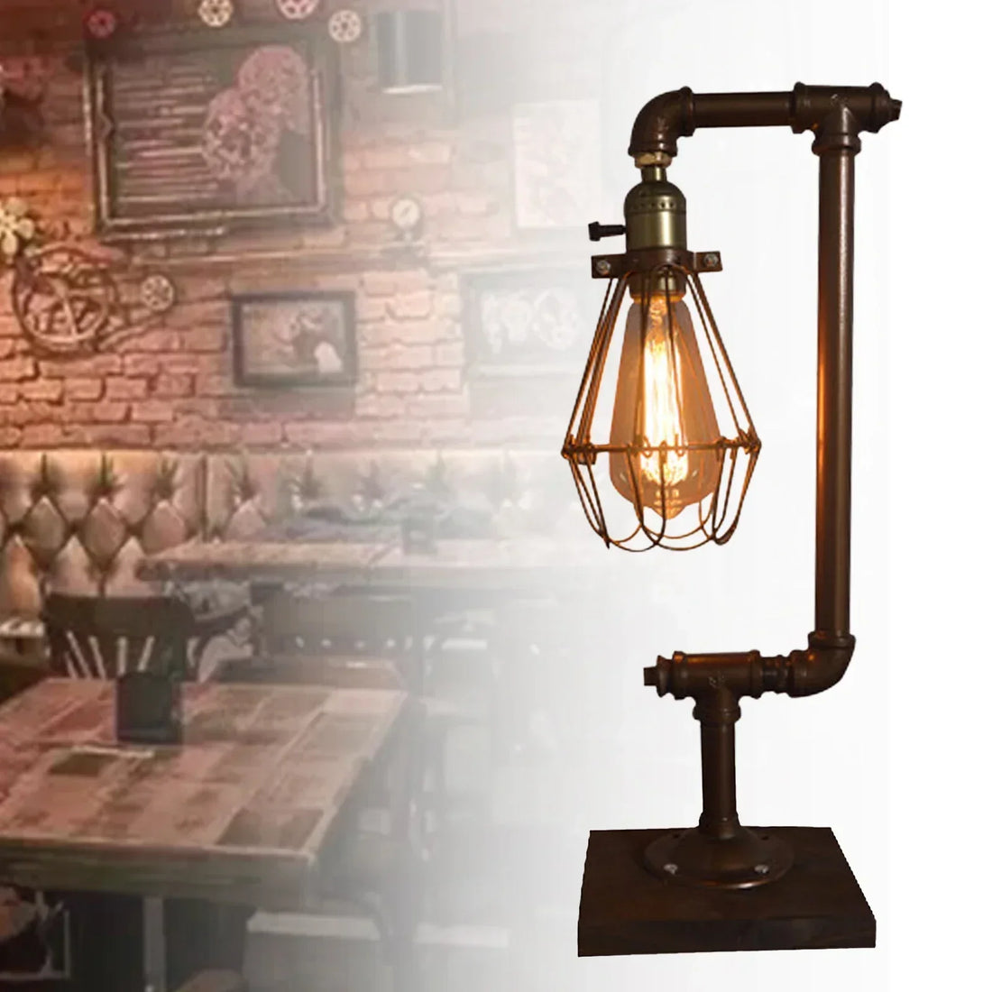 LumiVintage – Industriell Vintage Metallbordslampa, Retro Loft-design för Vardagsrum, Kontor och Sovrum