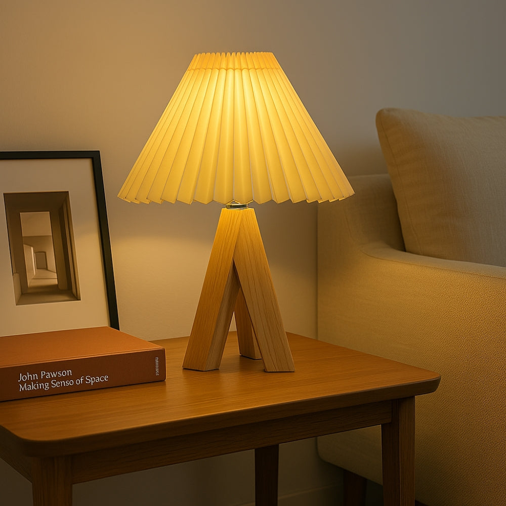 Trä Tripod USB Bordslampa