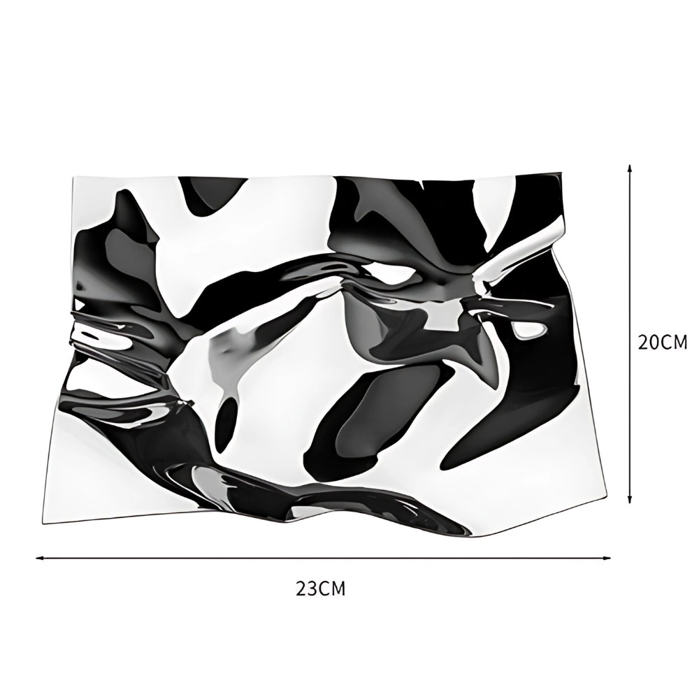 Skrynklig Rostfritt Stål Obsidian Bricka