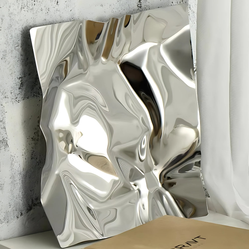 Skrynklig Rostfritt Stål Obsidian Bricka