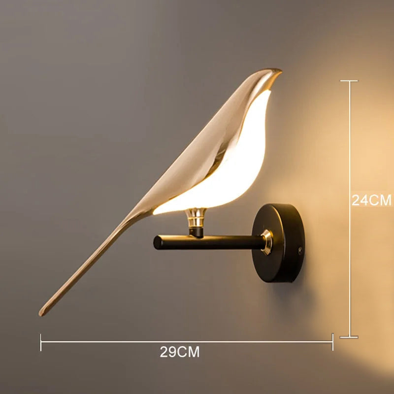 LED Fågel Vägglampa – Dekorativ Nattlampa för Hem &amp; Utomhusområden