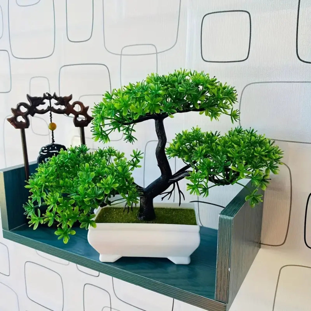 Yuriko Mini Konstgjord Bonsai Träd Skrivbord Dekor