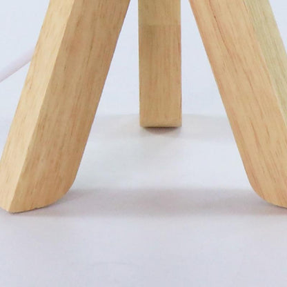 H Houten Driepoot Tafellampa med Linne Skärm LED