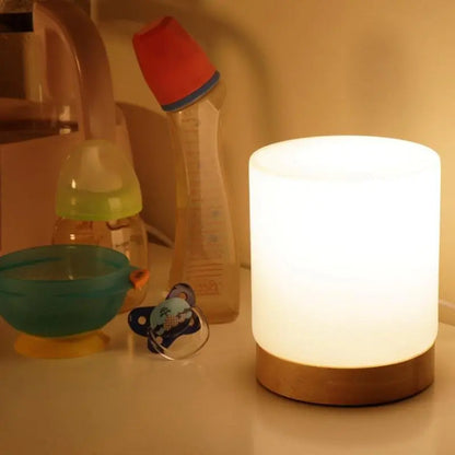 ÉclatVerre - Mini Bordslampa i Glas med Touch-Open Funktion och 360° Belysning