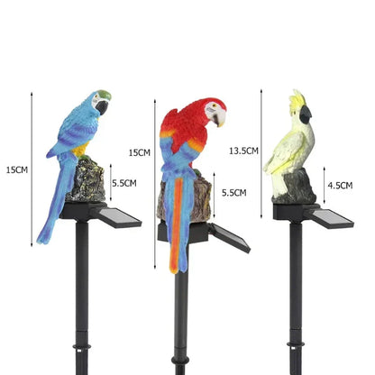 ParrotGlow – Dekorativ trädgårdsbelysning med papegoja på stenbotten