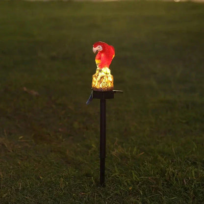 ParrotGlow – Dekorativ trädgårdsbelysning med papegoja på stenbotten