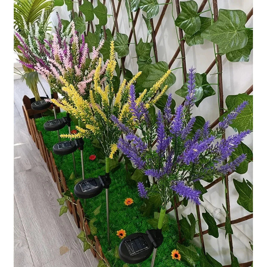Luminous Bloom - Solär LED Trädgårdsblomsterlampor för utomhusdekoration, vattentåliga, energieffektiva lavendel design