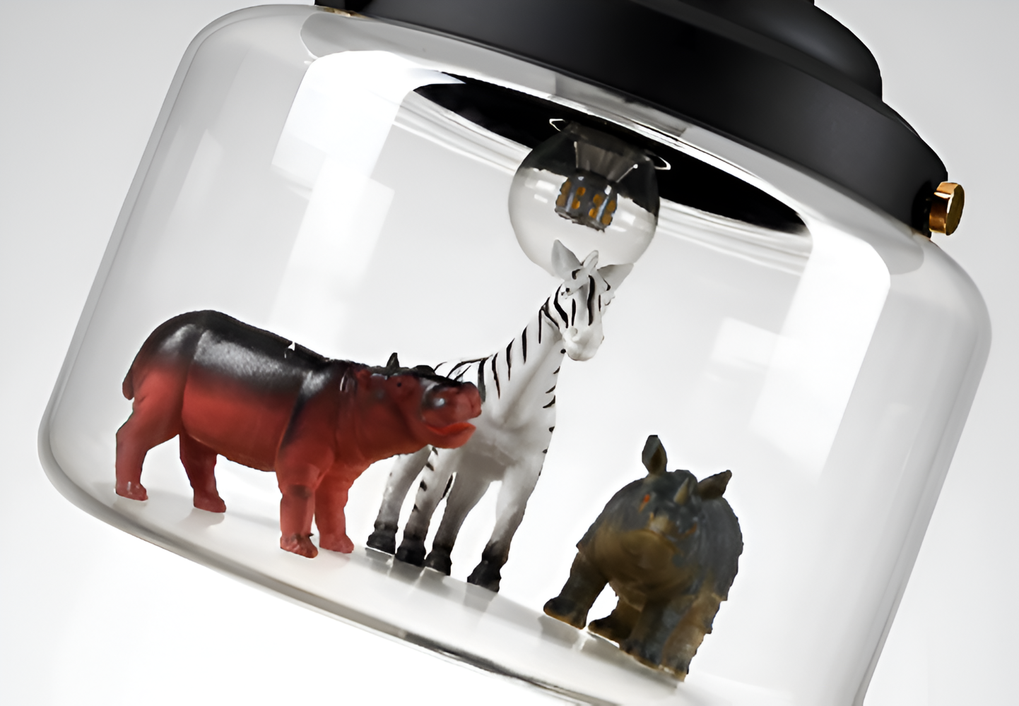LumiZoo Lampa | LED-hänglampa av glas med tecknad djurmotiv, nordisk stil
