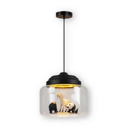 LumiZoo Lampa | LED-hänglampa av glas med tecknad djurmotiv, nordisk stil