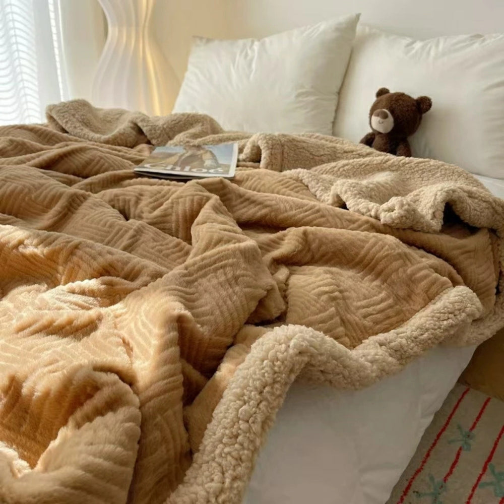 Seraphina Mjuk Jacquard Kanin Plysch Filt