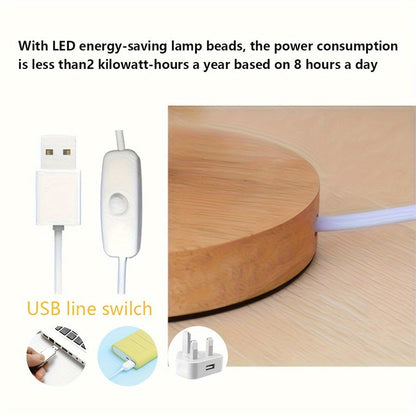 GlowWood - Fantasifull LED Bordslampa med Träbas