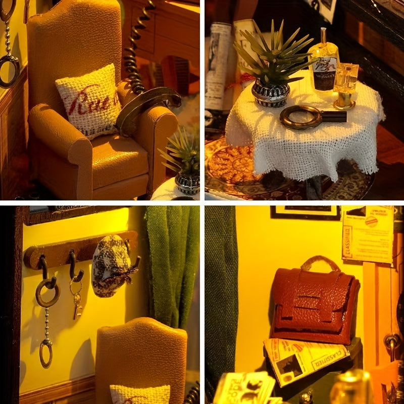 Detektivbyrå DIY Miniatyrhus – 3D pusselset med belysning för kreativa hobbyister