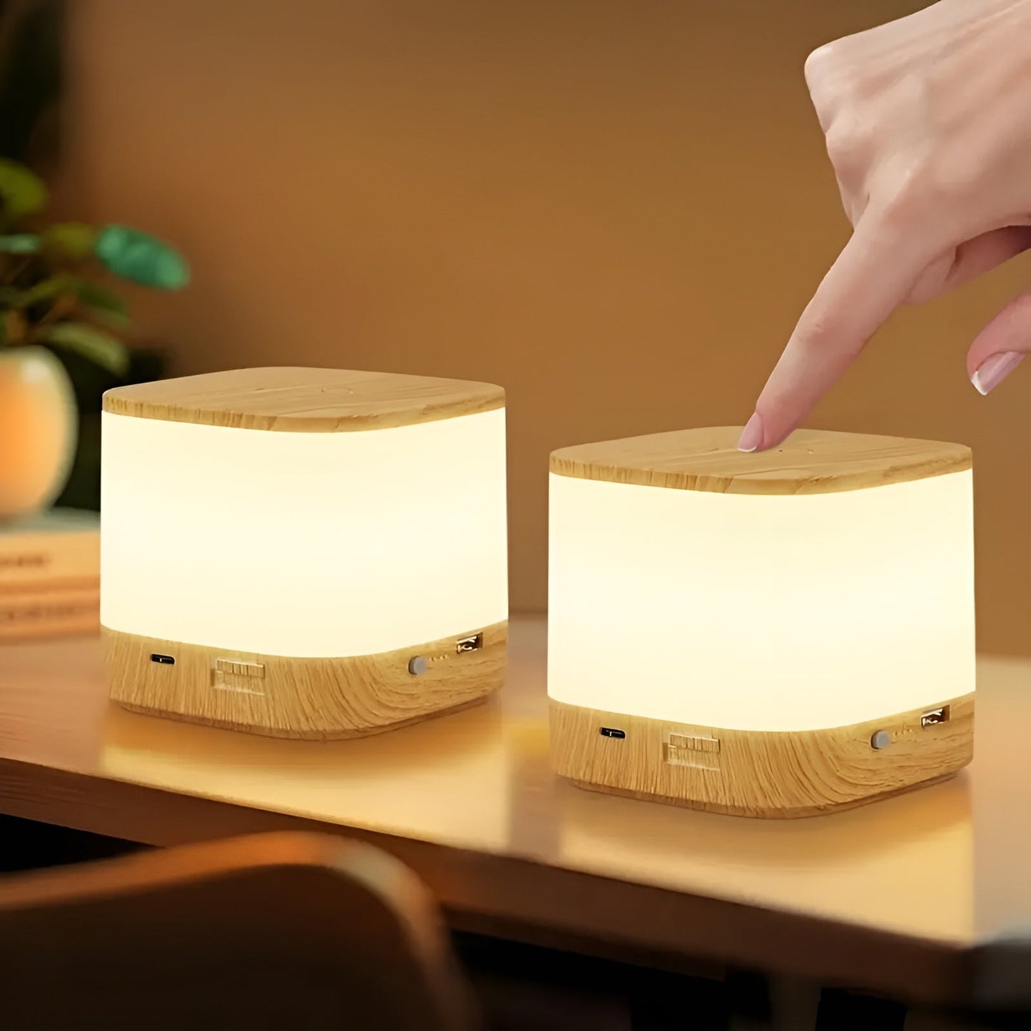 LED-bordlampa med touch-dimmer – Justerbar ljusstyrka och färgtemperatur | USB-laddning, timer, ideal för sovrummet