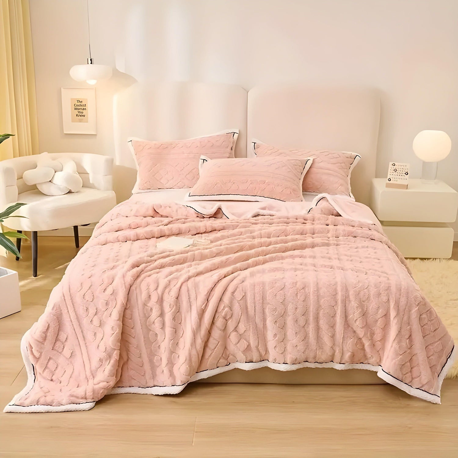 FluffDream sängkläder set - fluffig filt plysch sängkläder set