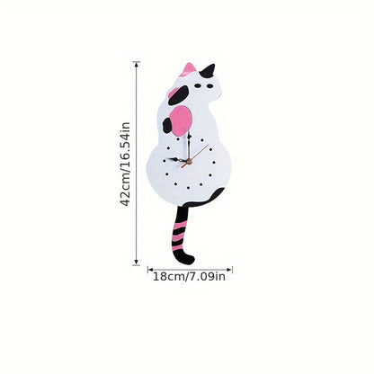 SwingTail Tidsvakt Katt Väggklocka med Tyst Mekanism