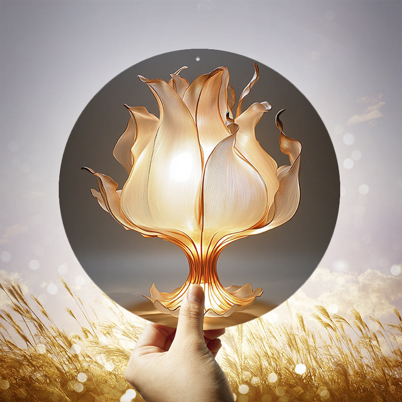 LotusLampa - Aluminium Blomma Bordslampa med LED Ljus