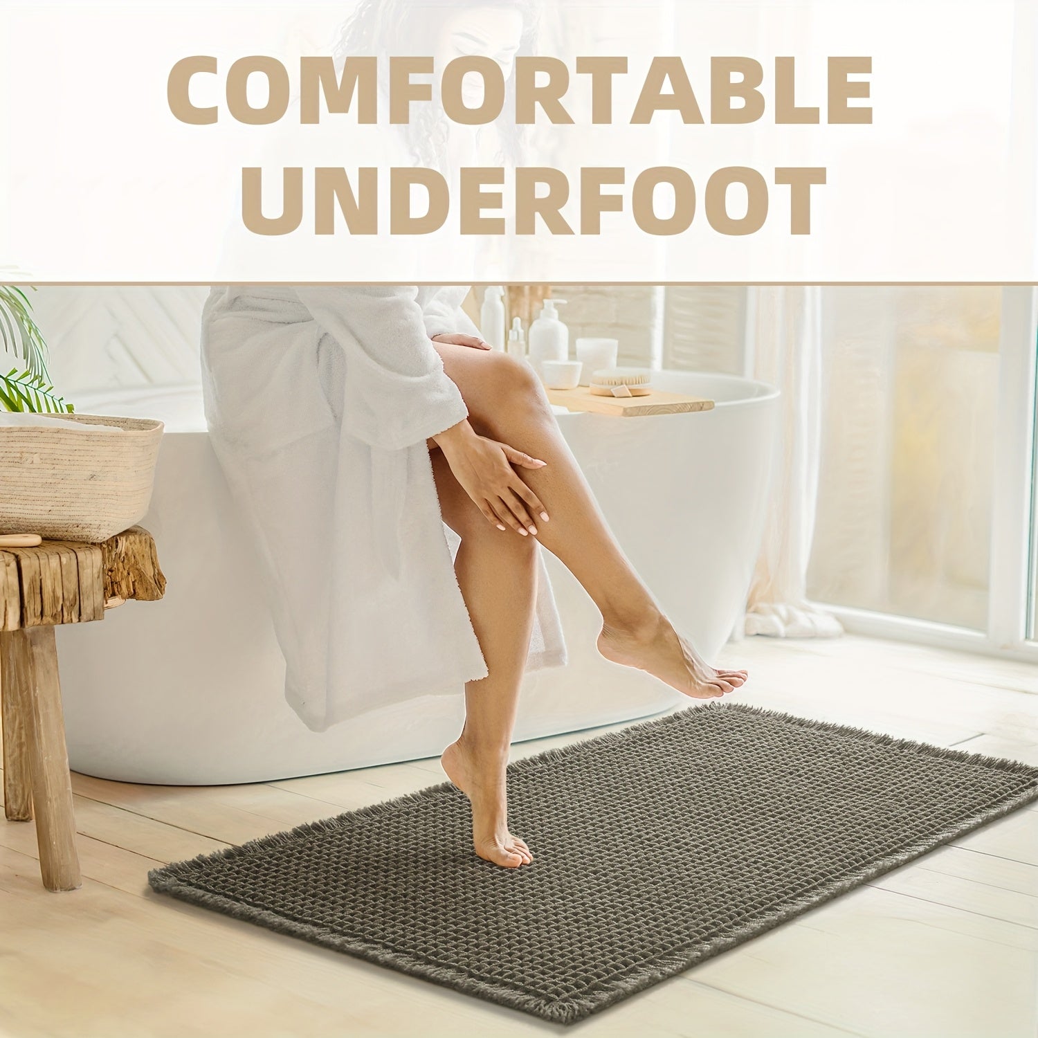 AbsorbEase WaffleMat | Ultra-absorberande badmatta med fransar