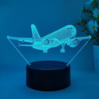 SkyGlow - 3D Flygplansakrylnattlampa med USB, LED Bordslampa