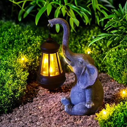 SunTrunk Light – Solcellsdriven elefantstaty med ljus