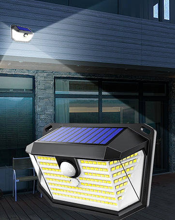 Carvallo T22 | Solar Vägglampa med Rörelsesensor | 178 LEDs | IP65 Vattentät