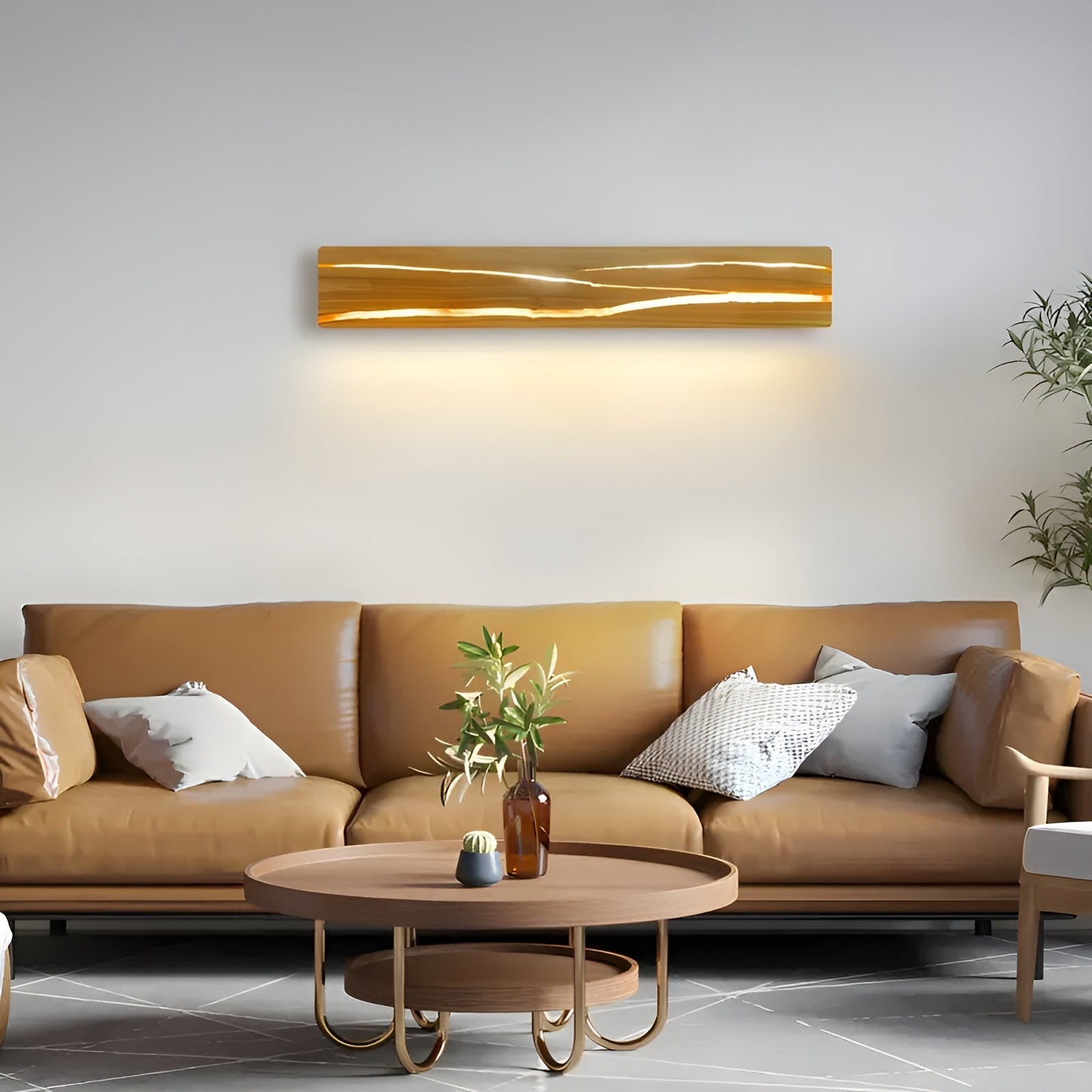 LED Vägghylla i trä – Modern design för vardagsrum och sovrum