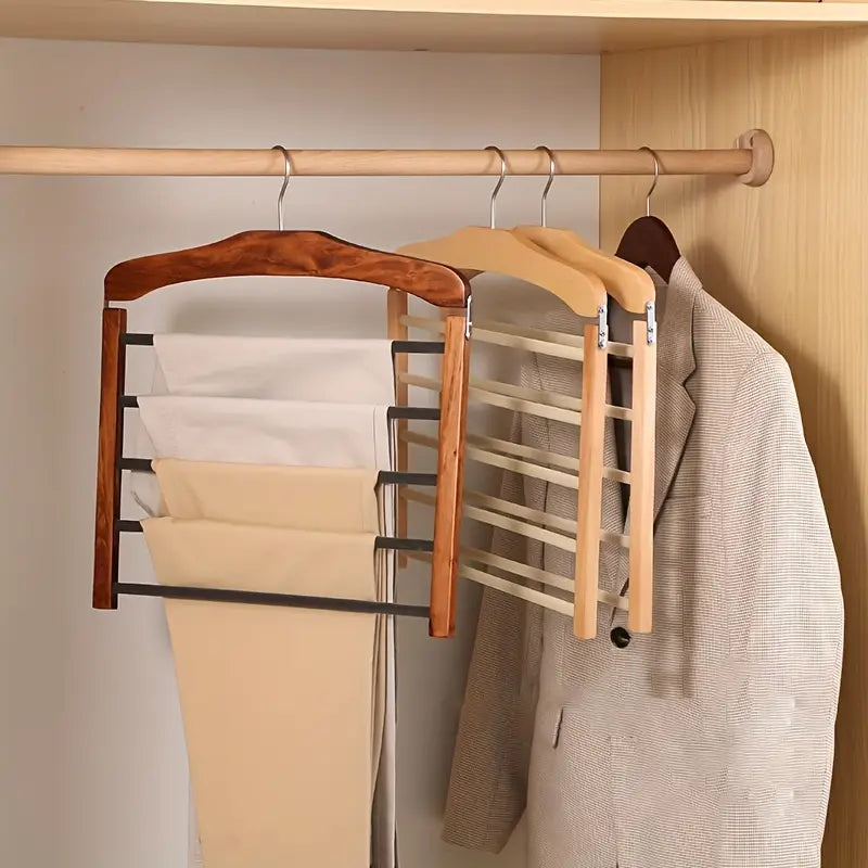 Utrymmesbesparande Trä Multi-Tier Byxor Rack