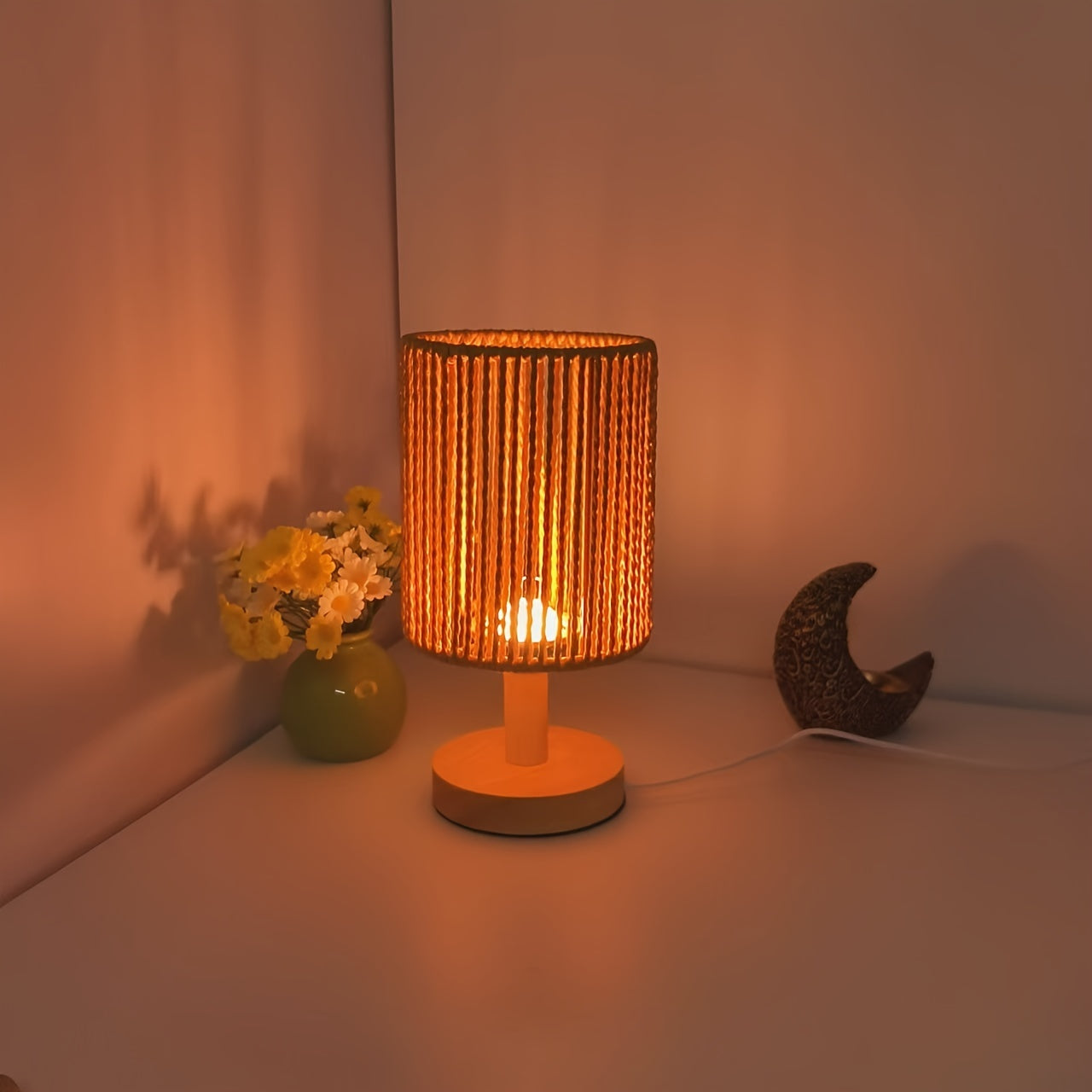 BarrelGlow - Trä-byrålampa med randmönster