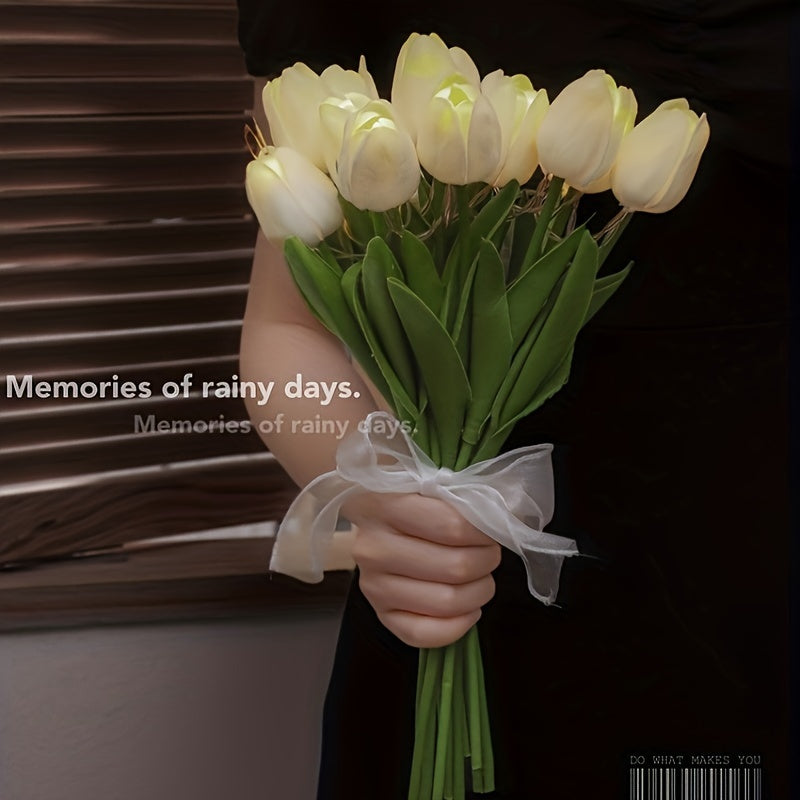 LumiBloom - 10 Stycken Tulpan LED Lampor, Handgjorda Bukett Bordslampor, Perfekta