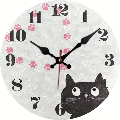 PurrTime - Söt Tyst Katt Väckarklocka för Rumsdekoration