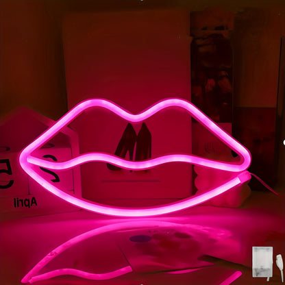 GlowLips - Neon Rosa LED Läppljus, USB Drift, Alla Hjärtans Dag Dekoration