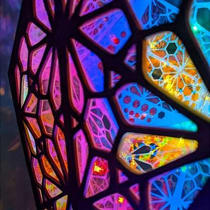 BohoGlow - Trä Bordprojektorlampa med USB-Laddning och Färgade LED-lampor