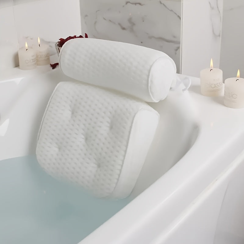 Lyxig Spa Badkudde - Mjuk Nacke och Ryggstöd med Rutschfria Sugkoppar för Ultimat Komfort