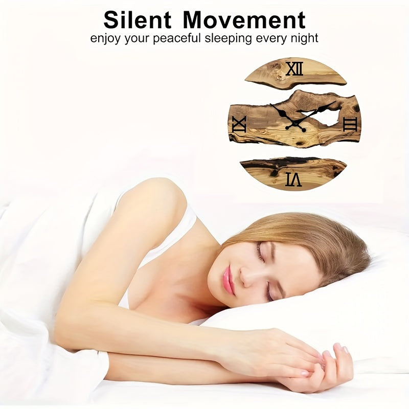 RustiqueClock - Stille akryl väggklocka med träådring